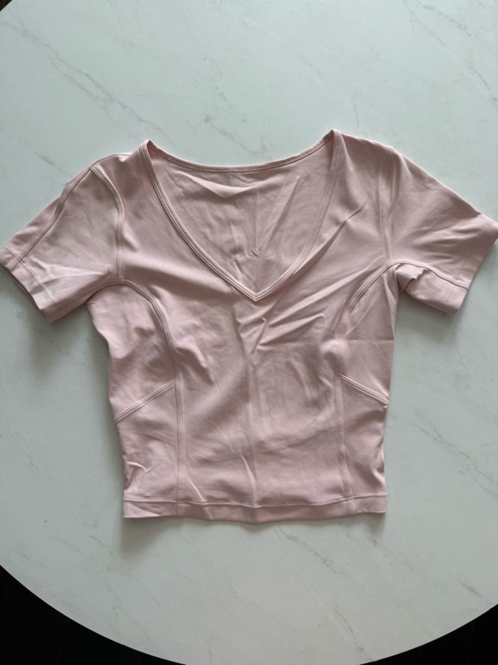 Lululemon Nulu Cropped Slim Yoga Short Sleeve Pink Mist